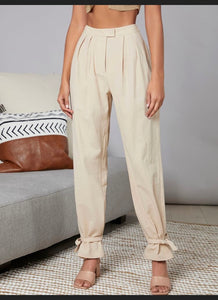 Cream Ankle Tied Pants