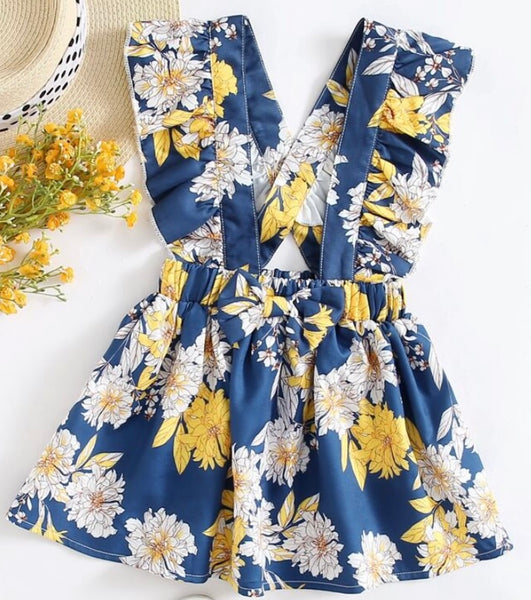 Blue flower little girl dress