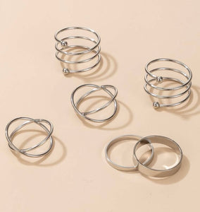 Twist silver ring set