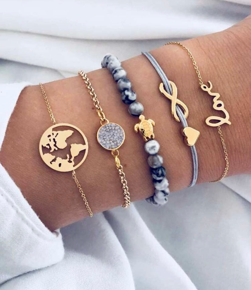 Geo earth bracelet set