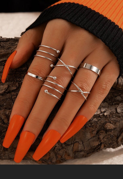 Twist silver ring set