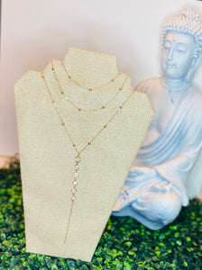 Long layered rhinestone necklace