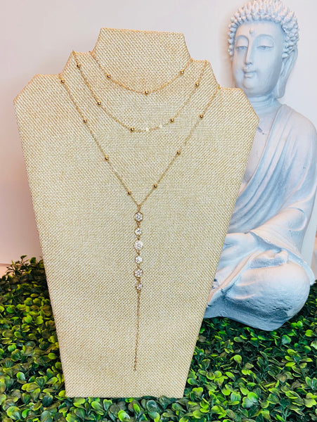 Long layered rhinestone necklace