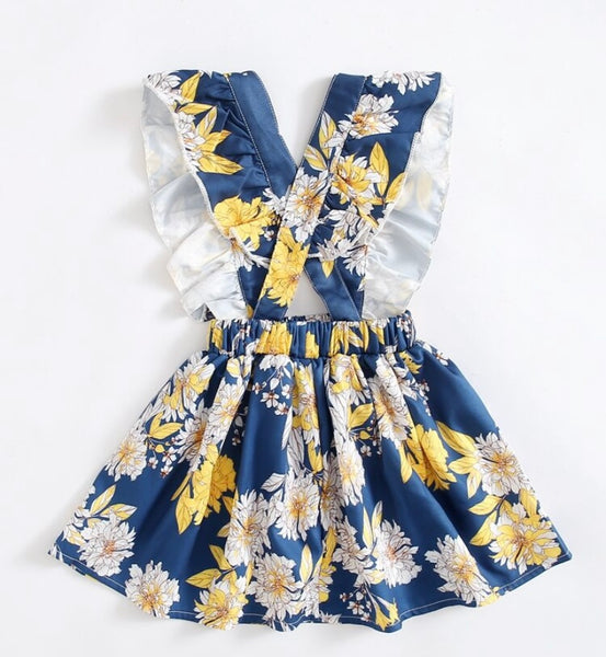 Blue flower little girl dress