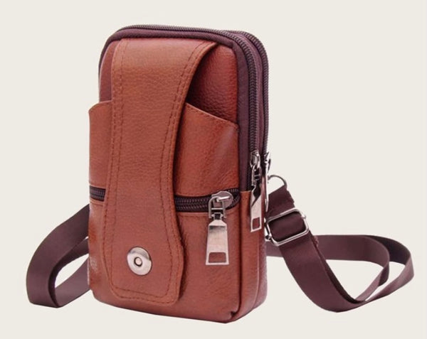 Brown leather side bag