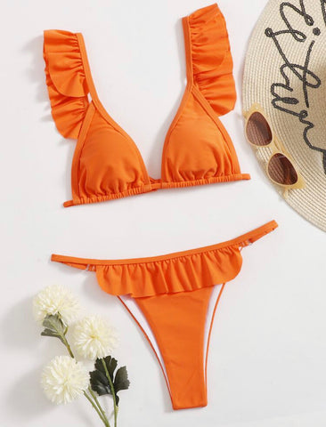 Ruffle orange bikini